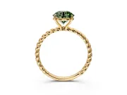 Solitaire Engagement Ring Setting for Fancy Green Round Cut Center with Plain Twisted Rope Band and Prong Head in Yellow Gold