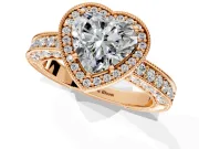 Milgrain Halo Engagement Ring Setting for Heart-Shaped Center with Wide Pave Band and Prong Head in Rose Gold
