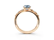 Cluster Engagement Ring Setting for Fancy Blue Oval Center with Round Cut Accent Band and Prong Head in Rose Gold