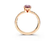 Solitaire Engagement Ring Setting for Fancy Pink Emerald Cut Center with Large Accents and Prong Head in Rose Gold