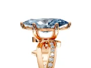 Solitaire Engagement Ring Setting for Fancy Blue Marquise Center with Pave and Plain Crossover Band and Prong Head in Rose Gold