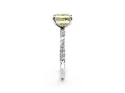 Solitaire Engagement Ring Setting for Fancy Yellow Princess Cut Center with Pave Accents and Prong Head in Platinum