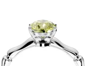Solitaire Engagement Ring Setting for Fancy Yellow Pear-Shaped Center with Bamboo Band and Prong Head in White Gold