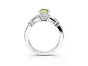 Bar-Set Engagement Ring Setting for Fancy Yellow Marquise Center with Tapered Baguette Accents and Prong Head in Sterling Silver