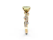 Solitaire Engagement Ring Setting for Fancy Yellow Asscher Cut Center with Bar-Station Pave Twist and Prong Head in Yellow Gold