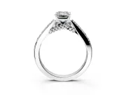 Solitaire Engagement Ring Setting for Emerald Cut Center with Crossover Accents and Prong Head in Platinum