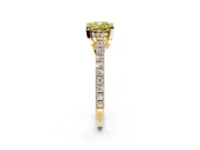 Solitaire Engagement Ring Setting for Fancy Yellow Cushion Cut Center with Widening Pave Band and Claw Prong Head in Yellow Gold