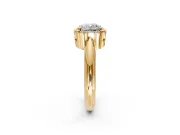 Halo Engagement Ring Setting for Cushion Cut Center with Tapered Plain Band and Prong Head in Yellow Gold