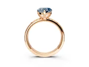 Solitaire Engagement Ring Setting for Fancy Blue Heart-Shaped Center with Scrollwork Band and Prong Head in Rose Gold