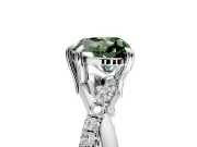 Solitaire Engagement Ring Setting for Fancy Green Heart-Shaped Center with Half-Pave Crossover Band and Prong Head in Sterling Silver