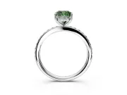 Solitaire Engagement Ring Setting for Fancy Green Cushion Cut Center with Fine Pave Band and Prong Head in Sterling Silver