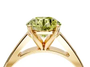 Solitaire Engagement Ring Setting for Fancy Yellow Round Cut Center with Tapered Split Shoulders and Prong Head in Yellow Gold