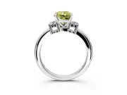 3 Stone Engagement Ring Setting for Fancy Yellow Radiant Cut Center with Wide Plain Band and Prong Head in Platinum