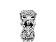 Leaf Engagement Ring Setting for Cushion Cut Center with Milgrain Accent Band and Prong Head in White Gold