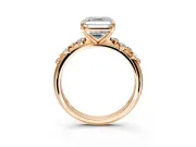 Cluster Engagement Ring Setting for Asscher Cut Center with Round Cut Accent Band and Prong Head in Rose Gold