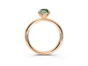 Low-Set Solitaire Engagement Ring Setting for Fancy Green Oval Center with Thin Plain Band and Prong Head in Rose Gold