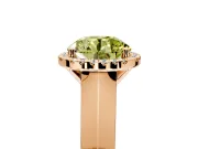 Halo Engagement Ring Setting for Fancy Yellow Round Cut Center with Knife Ridge Cathedral Band and Prong Head in Rose Gold
