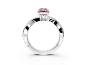 Solitaire Engagement Ring Setting for Fancy Pink Emerald Cut Center with Half-Pave Crossover Band and Prong Head in Platinum