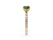 Solitaire Engagement Ring Setting for Fancy Green Cushion Cut Center with Micro Pave Band and Prong Head in Yellow Gold