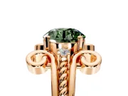 Solitaire Engagement Ring Setting for Fancy Green Round Cut Center with Twisted Band and Scroll Prong Head in Rose Gold