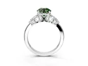 Leaf Cluster Engagement Ring Setting for Fancy Green Round Cut Center with Marquise Accents and Prong Head in Sterling Silver