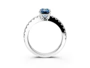 Solitaire Engagement Ring Setting for Fancy Blue Emerald Cut Center with Single Row Accent Band and Prong Head in Platinum