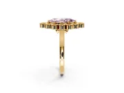 Cluster Halo Engagement Ring Setting for Fancy Pink Marquise Center with Milgrain Bezel Accents and Prong Head in Yellow Gold