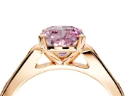 Solitaire Engagement Ring Setting for Fancy Pink Cushion Cut Center with Channel Accents and Prong Head in Rose Gold