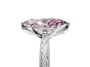 Solitaire Engagement Ring Setting for Fancy Pink Marquise Center with Engraved Milgrain Band and Prong Head in Platinum