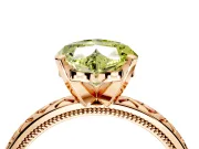Solitaire Engagement Ring Setting for Fancy Yellow Heart-Shaped Center with Milgrain X Pattern Band and Prong Head in Rose Gold