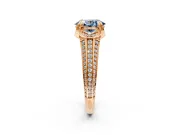 Solitaire Engagement Ring Setting for Fancy Blue Oval Center with Accented Split Shank and Prong Head in Rose Gold