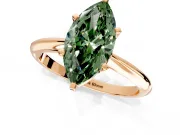 Solitaire Engagement Ring Setting for Fancy Green Marquise Center with Knife Ridge Band and Claw Prong Head in Rose Gold