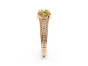 Solitaire Engagement Ring Setting for Fancy Yellow Cushion Cut Center with Accented Split Shank and Prong Head in Rose Gold