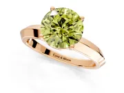 Solitaire Engagement Ring Setting for Fancy Yellow Round Cut Center with Wide Knife Ridge Band and Prong Head in Rose Gold