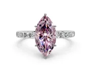 Solitaire Engagement Ring Setting for Fancy Pink Marquise Center with Large Accent Band and Prong Head in Sterling Silver