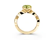 Solitaire Engagement Ring Setting for Fancy Yellow Heart-Shaped Center with Carved Leaf Shoulders and Prong Head in Yellow Gold