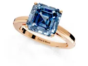 Solitaire Engagement Ring Setting for Fancy Blue Asscher Cut Center with Flat-Sided Plain Band and Prong Head in Rose Gold