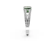 Split Shank Engagement Ring Setting for Fancy Green Princess Cut Center with Pave Split Shank and Prong Head in Platinum