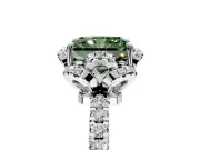 Halo Engagement Ring Setting for Fancy Green Radiant Cut Center with Openwork Halo, Pave Band and Prong Head in Sterling Silver