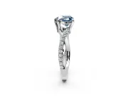 Solitaire Engagement Ring Setting for Fancy Blue Heart-Shaped Center with Half-Pave Crossover Band and Prong Head in Sterling Silver