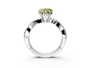 Solitaire Engagement Ring Setting for Fancy Yellow Heart-Shaped Center with Half-Pave Crossover Band and Prong Head in Sterling Silver