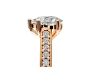 Solitaire Engagement Ring Setting for Pear-Shaped Center with Pave Cathedral Band and Prong Head in Rose Gold