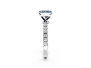 Open Basket Engagement Ring Setting for Fancy Blue Radiant Cut Center with Pave Band and Prong Head in Platinum