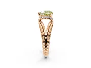 Halo Engagement Ring Setting for Fancy Yellow Heart-Shaped Center with Rope Twist Split Shank and Prong Head in Rose Gold