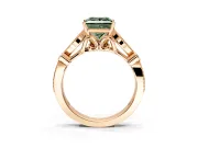 Solitaire Engagement Ring Setting for Fancy Green Princess Cut Center with Marquise and Bezel Accents and Prong Head in Rose Gold