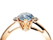 3 Stone Engagement Ring Setting for Fancy Blue Marquise Center with Low-Set Round Cut Accents and Prong Head in Rose Gold