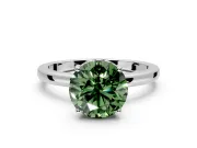 Solitaire Engagement Ring Setting for Fancy Green Round Cut Center with Fine Wire Band and Prong Head in Platinum