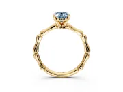 Solitaire Engagement Ring Setting for Fancy Blue Oval Center with Bamboo Band and Prong Head in Yellow Gold