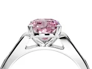 Solitaire Engagement Ring Setting for Fancy Pink Cushion Cut Center with Channel Accents and Prong Head in Platinum
