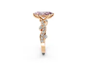 Solitaire Engagement Ring Setting for Fancy Pink Marquise Center with Bar-Station Pave Twist and Prong Head in Rose Gold